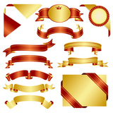 set of red and gold ribbon